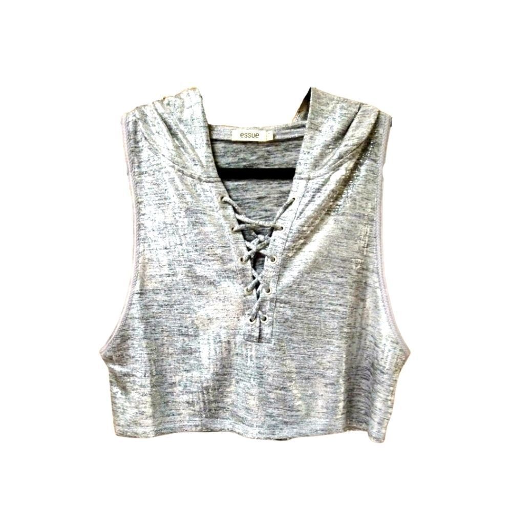Essue New Women's  silver criss cross Cropped Top
